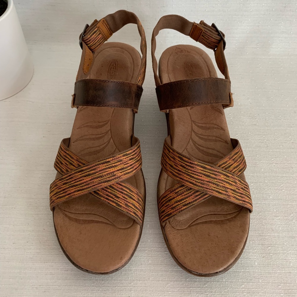 New KEEN Skyline Brown/Thrush Leather Wedge Sandals Woman’s 8.5 - Picture 3 of 13